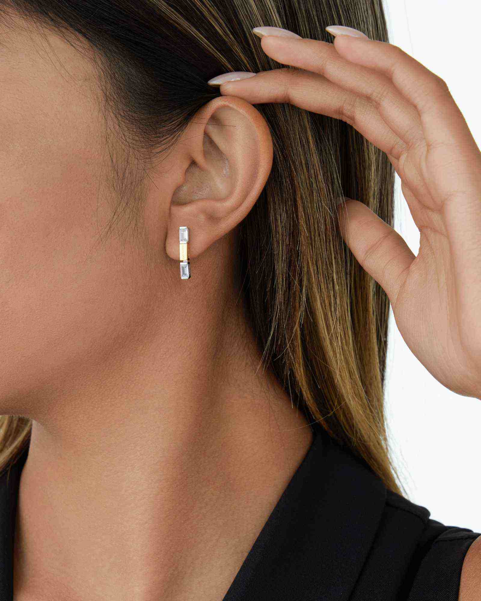 Bicolore Baguette Ohrring - 8242500