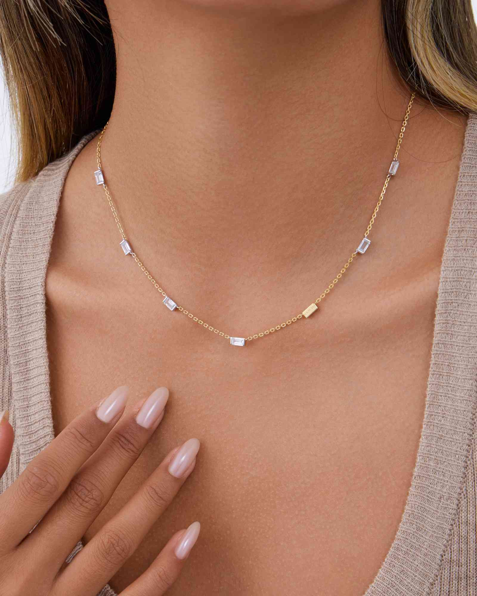 Bicolore Baguette Halskette - 8234000