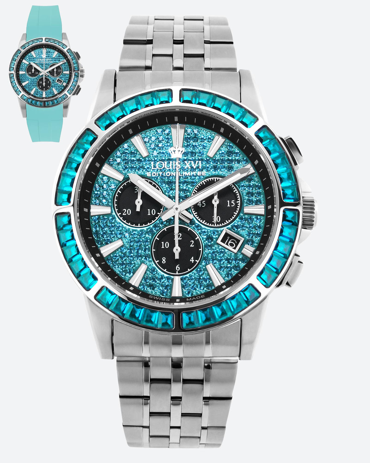 Majesté 1135 Baguette Iced Out in modern turquoise