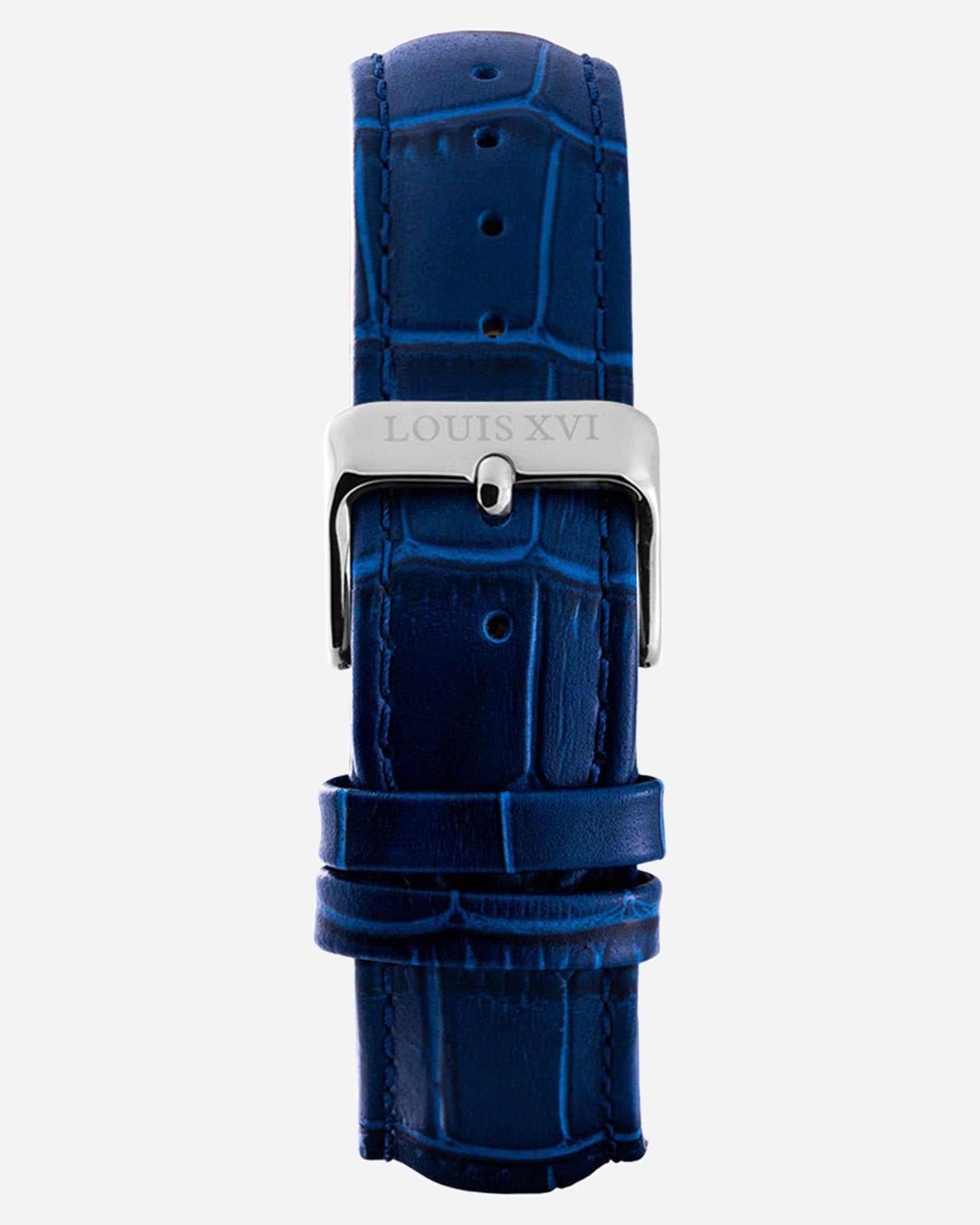 Leather Strap Blue-Silver – Bracelet for LOUIS XVI Watches
