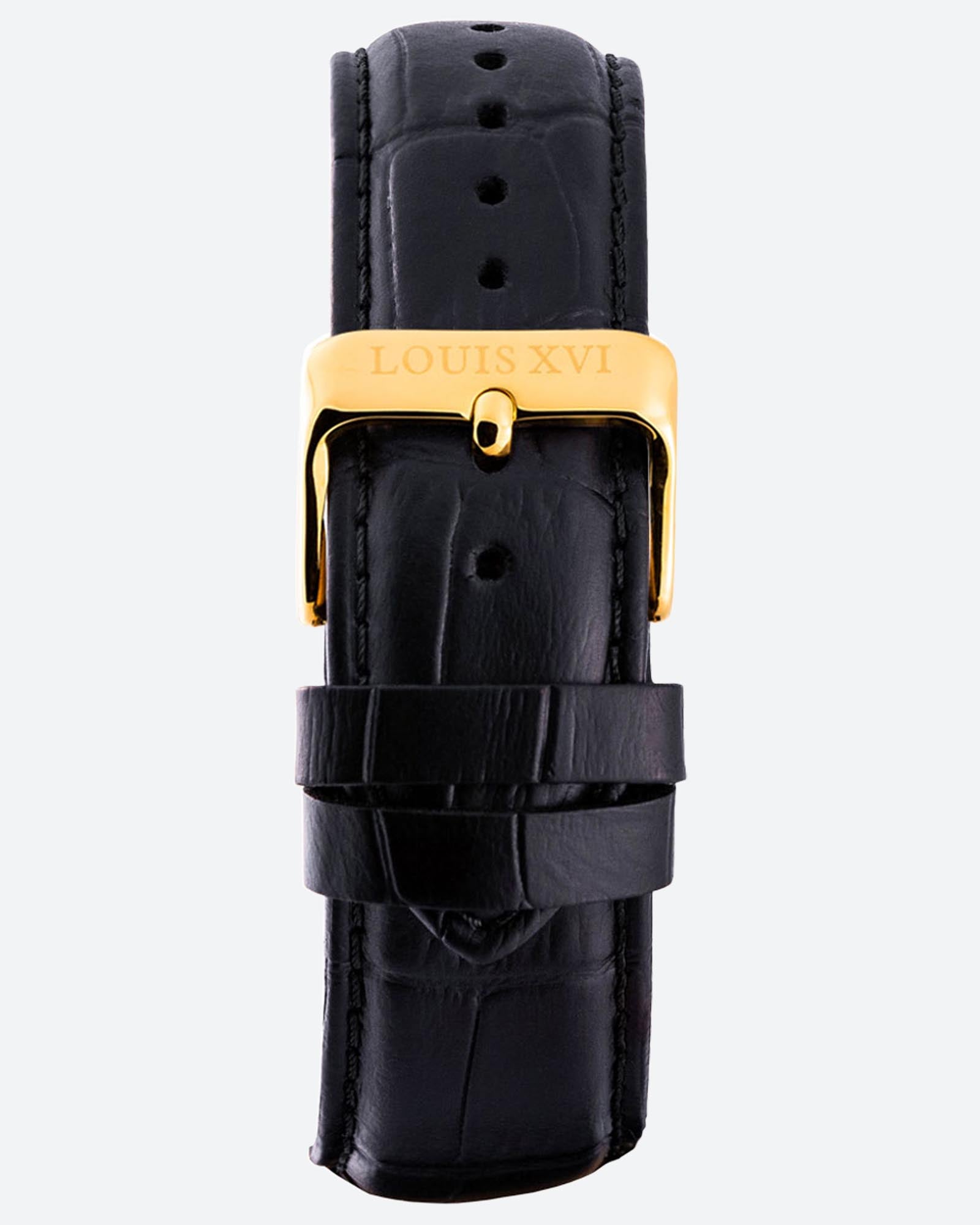 Leather Strap Black-Gold – Bracelet for LOUIS XVI Watches