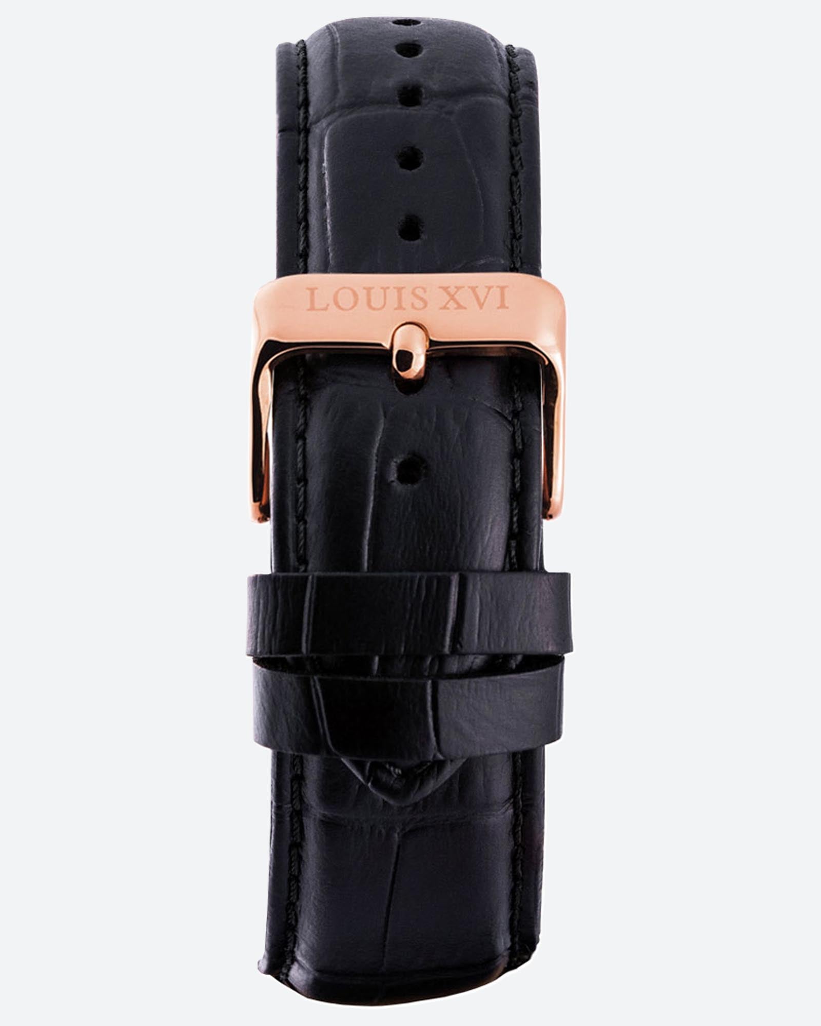 Leather Strap Black/Rose Gold