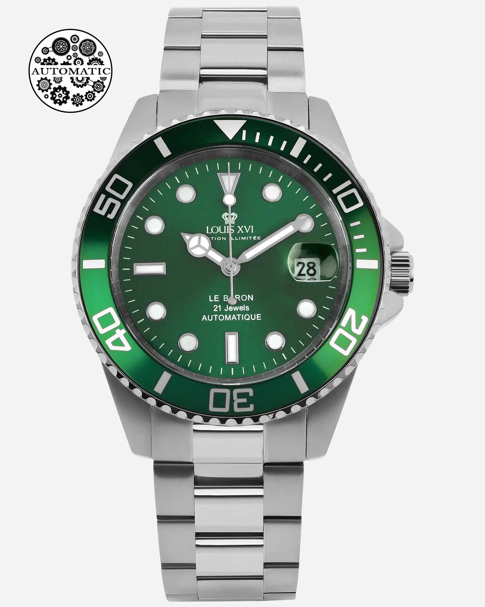 Le Baron 3125 Automatikuhr mit grünem Zifferblatt