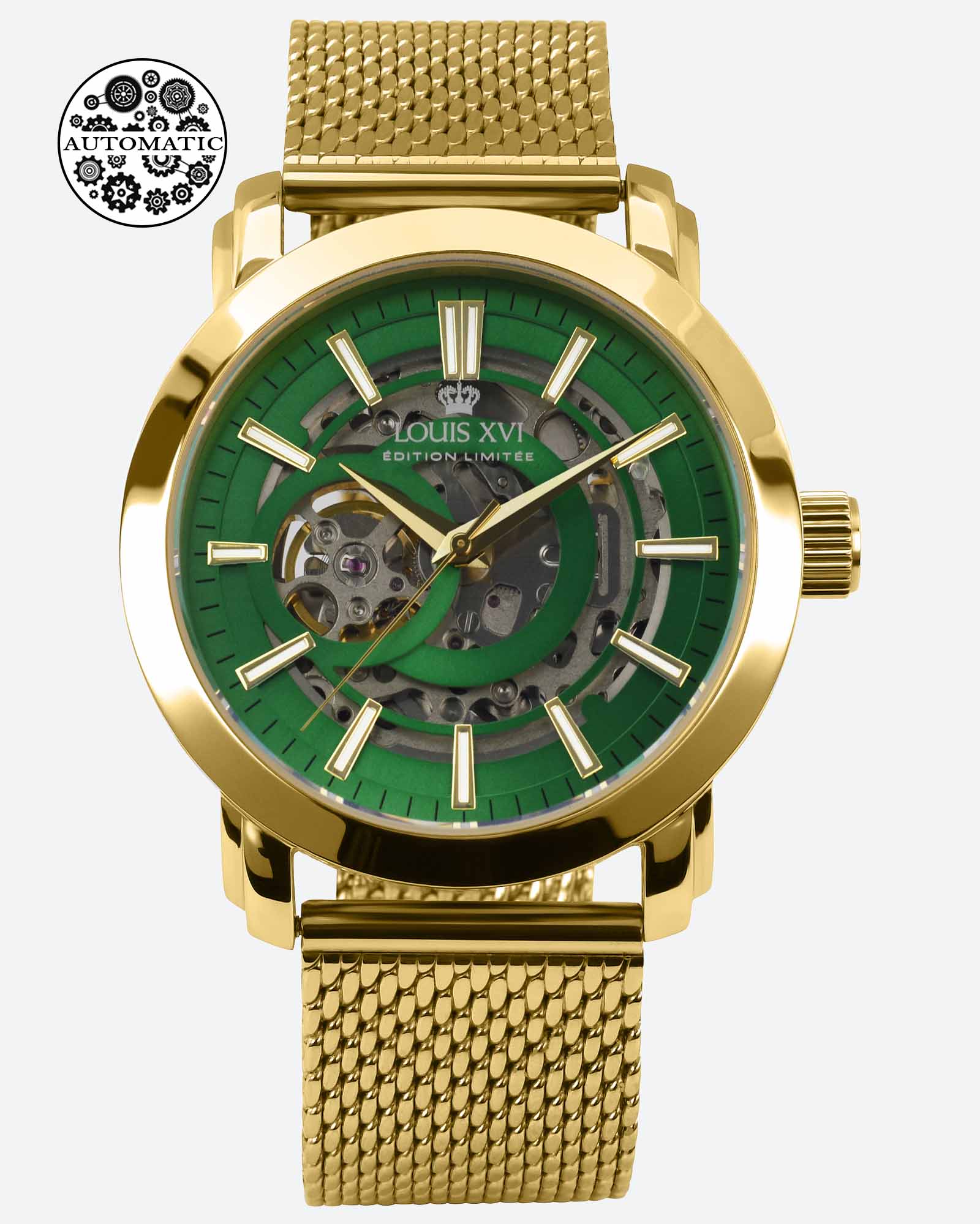 LOUIS XVI Versailles 2.0 Automatico 1932 - 43,5 mm - Orologio da uomo - Impermeabile - Orologio scheletro - Cinturino Nero - Quadrante Oro - Orologio automatico, Nero : LOUIS XVI LOUIS XVI Versailles 2.0 Automatico 1932 - 43,5 mm - Orologio da uomo - Impermeabile - Orologio scheletro - Cinturino Nero - Quadrante Oro - Orologio automatico, Nero : LOUIS XVI