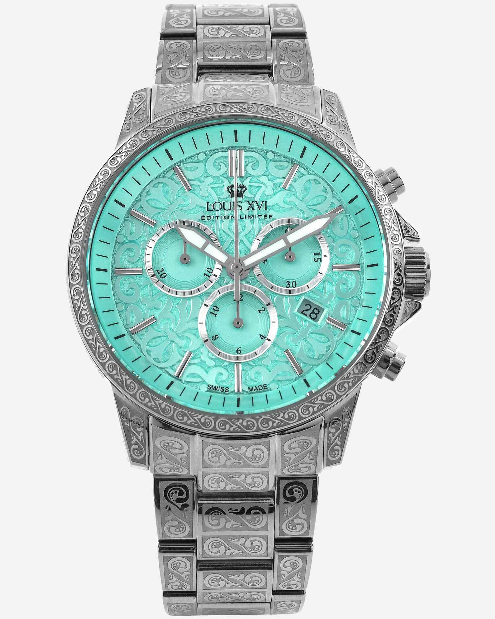 Elegant Silver Minty Green Watch - Palais Royale Collection