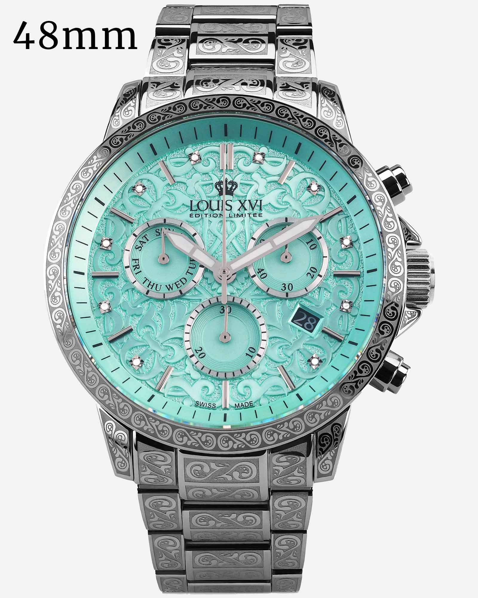 Elegant Silver Minty Green Watch - Palais Royale Collection