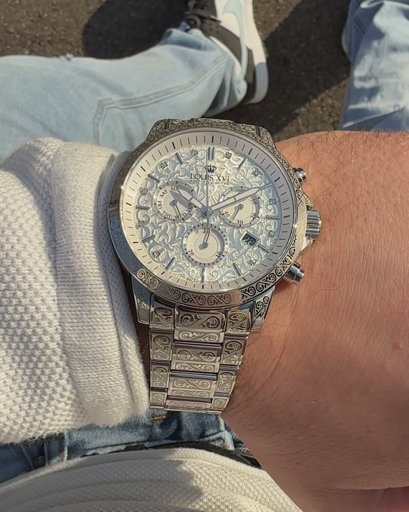 Palais Royale 1821 - Engraved Icy-Silver Men's Watch